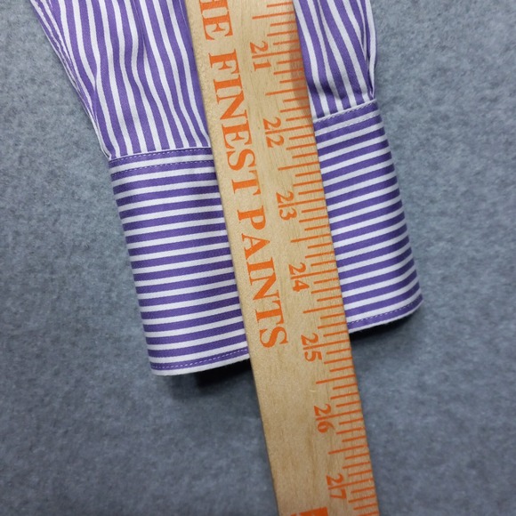 Robert Graham Shirt Large Tailored Fit Flip Cuff‎ Striped Luxury Designer - Picture 13 of 13